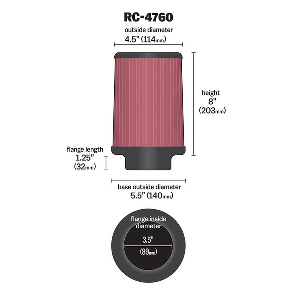 FILTRE A AIR UNIVERSEL K&N RC-4760