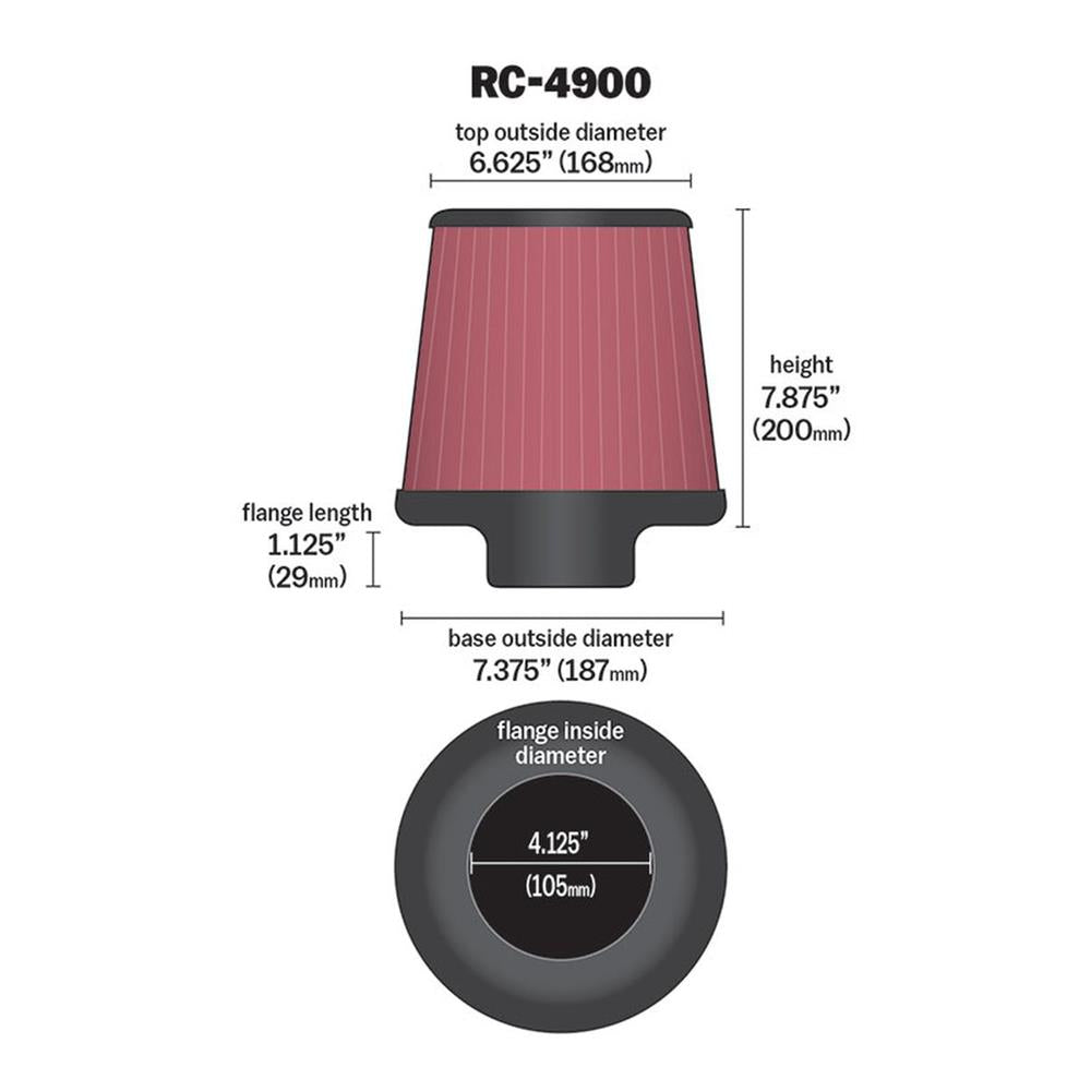 FILTRE A AIR UNIVERSEL K&N RC-4900