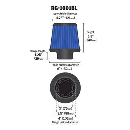 FILTRE A AIR UNIVERSEL K&N RG-1001BL-L