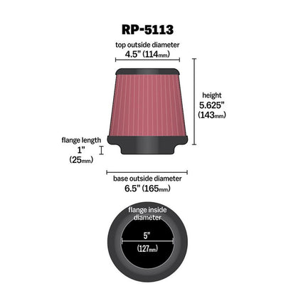 FILTRE A AIR UNIVERSEL K&N RP-5113
