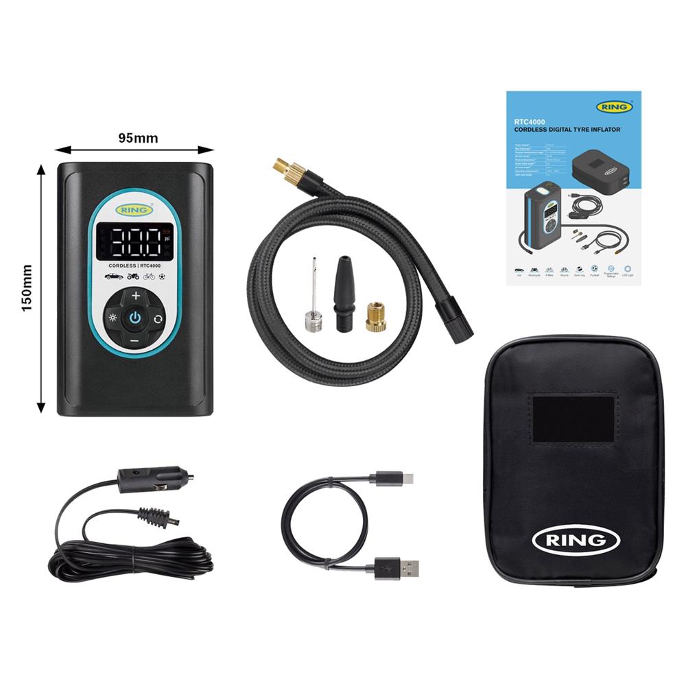COMPRESSEUR D'AIR AUTONOME 120W RECHARGEABLE  RING