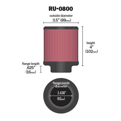 FILTRE A AIR UNIVERSEL K&N RU-0800