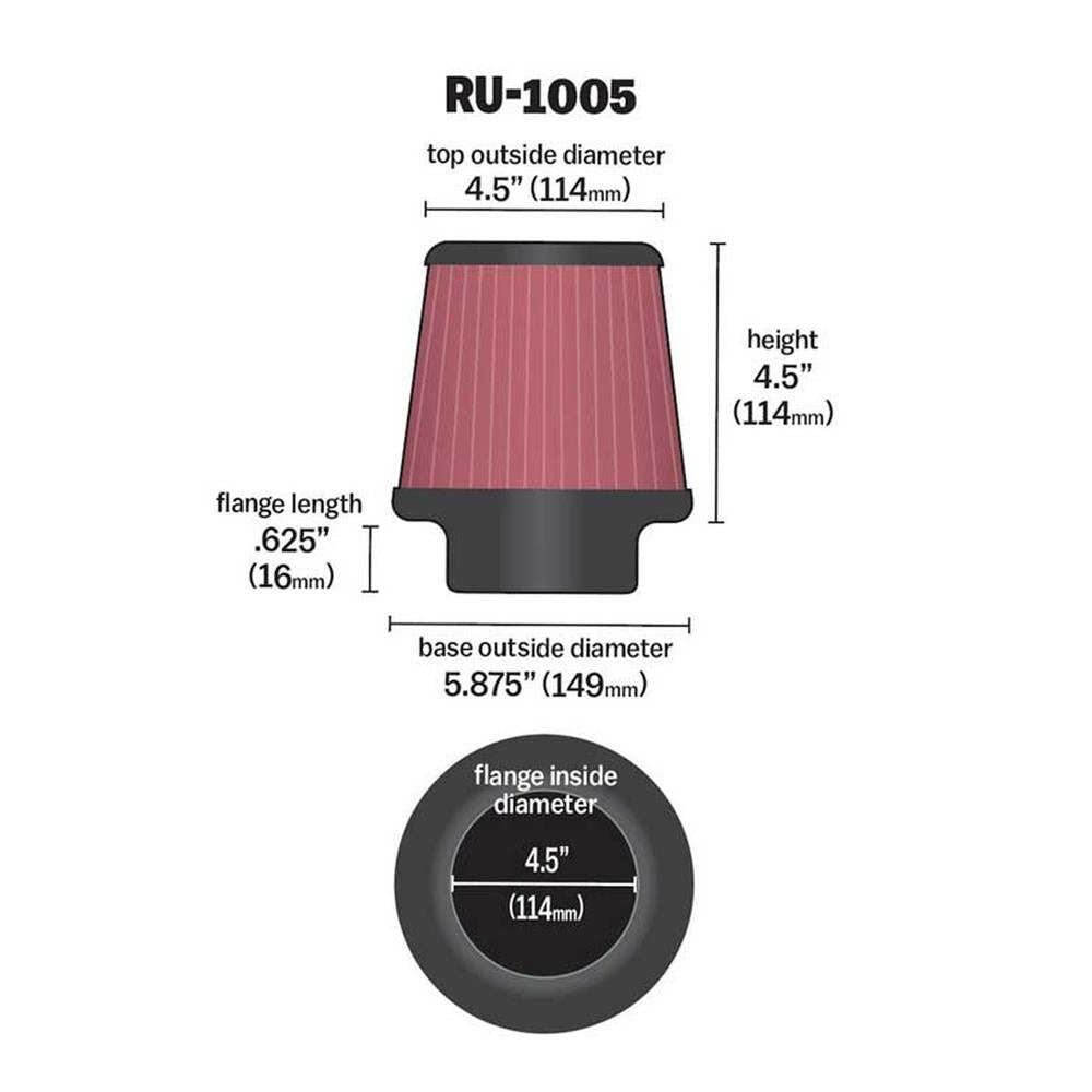 FILTRE A AIR UNIVERSEL K&N RU-1005