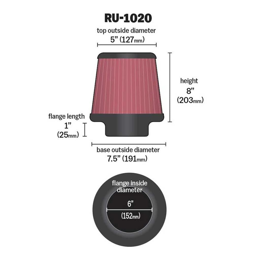 FILTRE A AIR UNIVERSEL K&N RU-1020