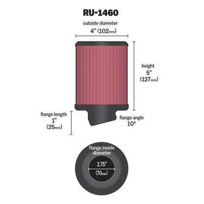 FILTRE A AIR UNIVERSEL K&N RU-1460