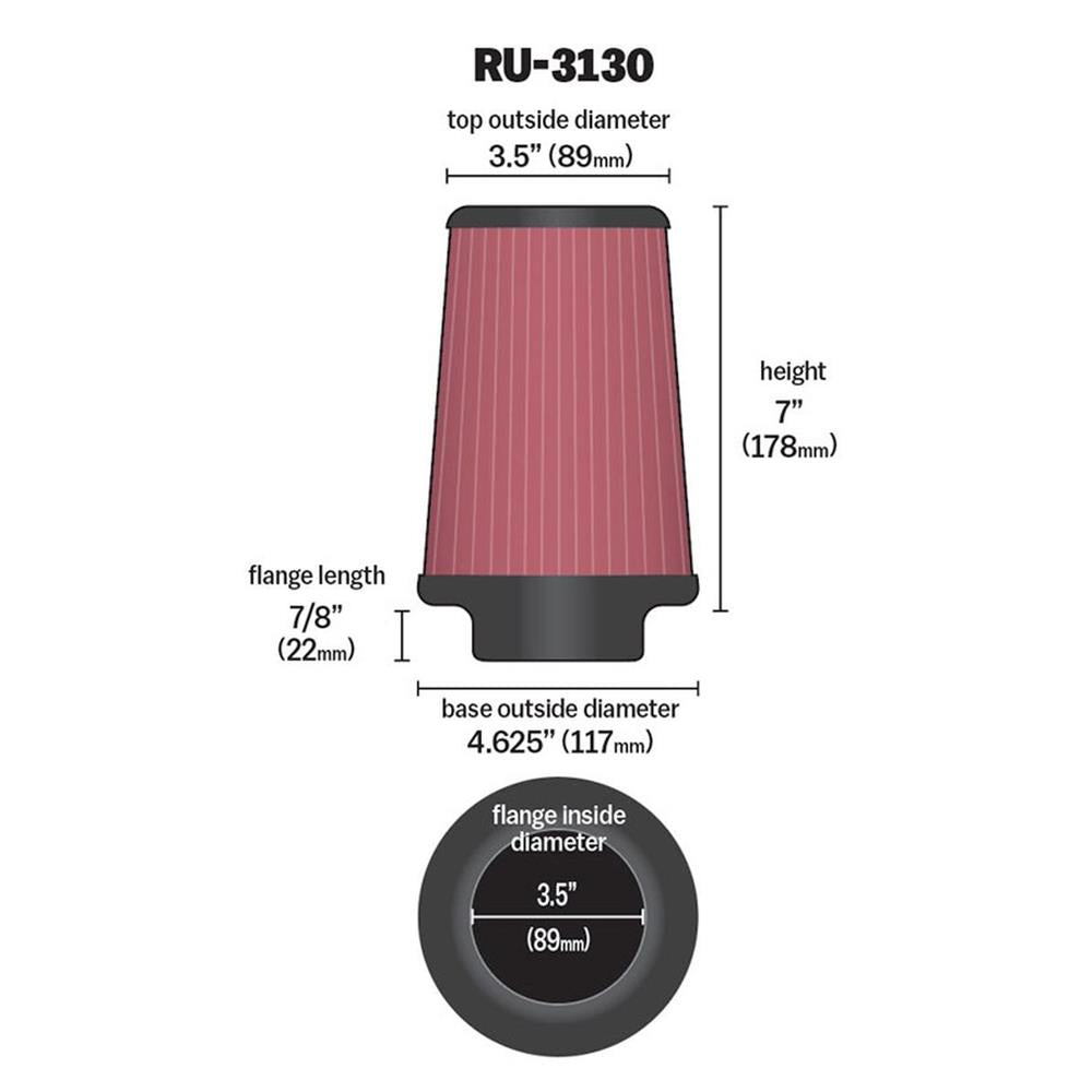 FILTRE A AIR UNIVERSEL K&N RU-3130