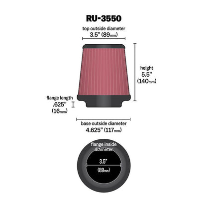 FILTRE A AIR UNIVERSEL K&N RU-3550