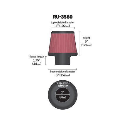 FILTRE A AIR UNIVERSEL K&N RU-3580