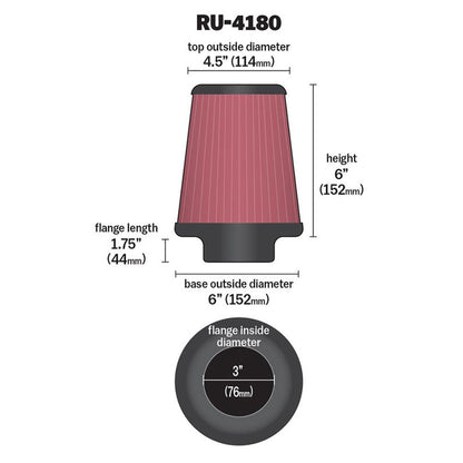 FILTRE A AIR UNIVERSEL K&N RU-4180