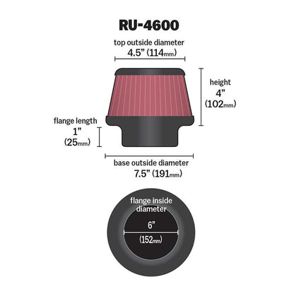 FILTRE A AIR UNIVERSEL K&N RU-4600