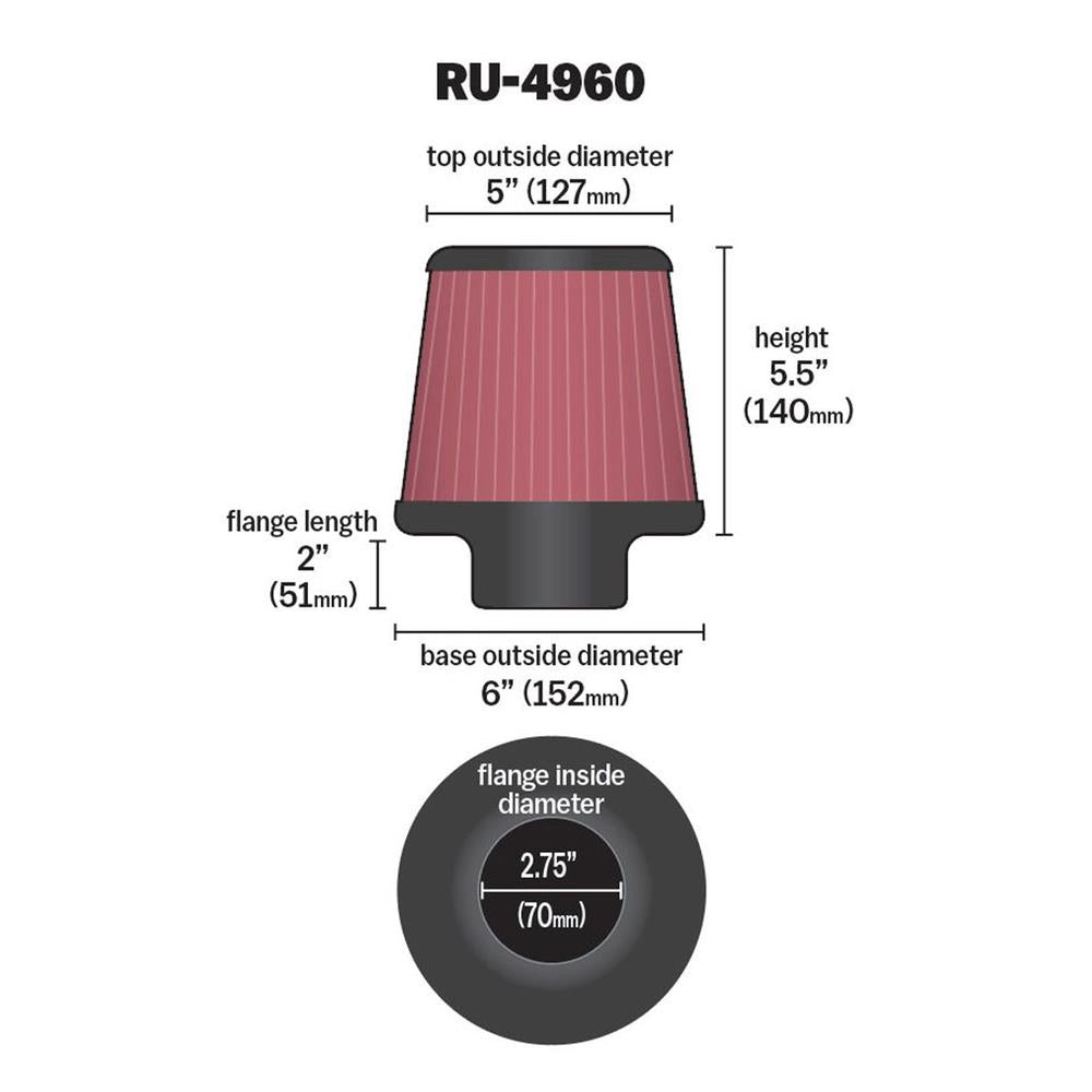 FILTRE A AIR UNIVERSEL K&N RU-4960