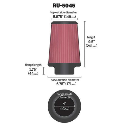 FILTRE A AIR UNIVERSEL K&N RU-5045