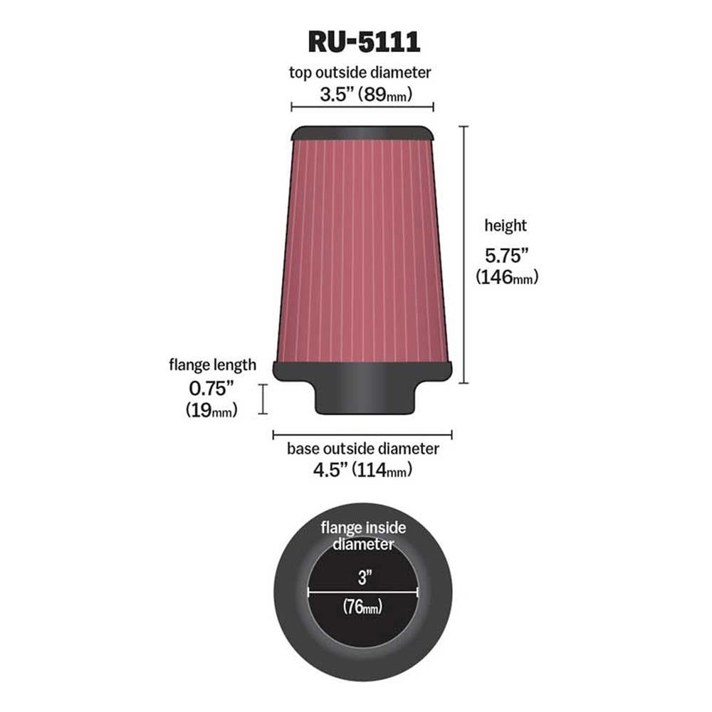 FILTRE A AIR UNIVERSEL K&N RU-5111