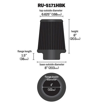 FILTRE A AIR UNIVERSEL K&N RU-5171HBK