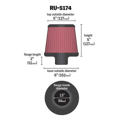 FILTRE A AIR UNIVERSEL K&N RU-5174