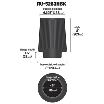 FILTRE A AIR UNIVERSEL K&N RU-5283HBK