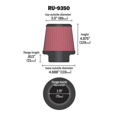FILTRE A AIR UNIVERSEL K&N RU-9350
