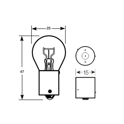 1 AMPOULE 12V 21W BAW15S ROUGE (BLISTER) RING