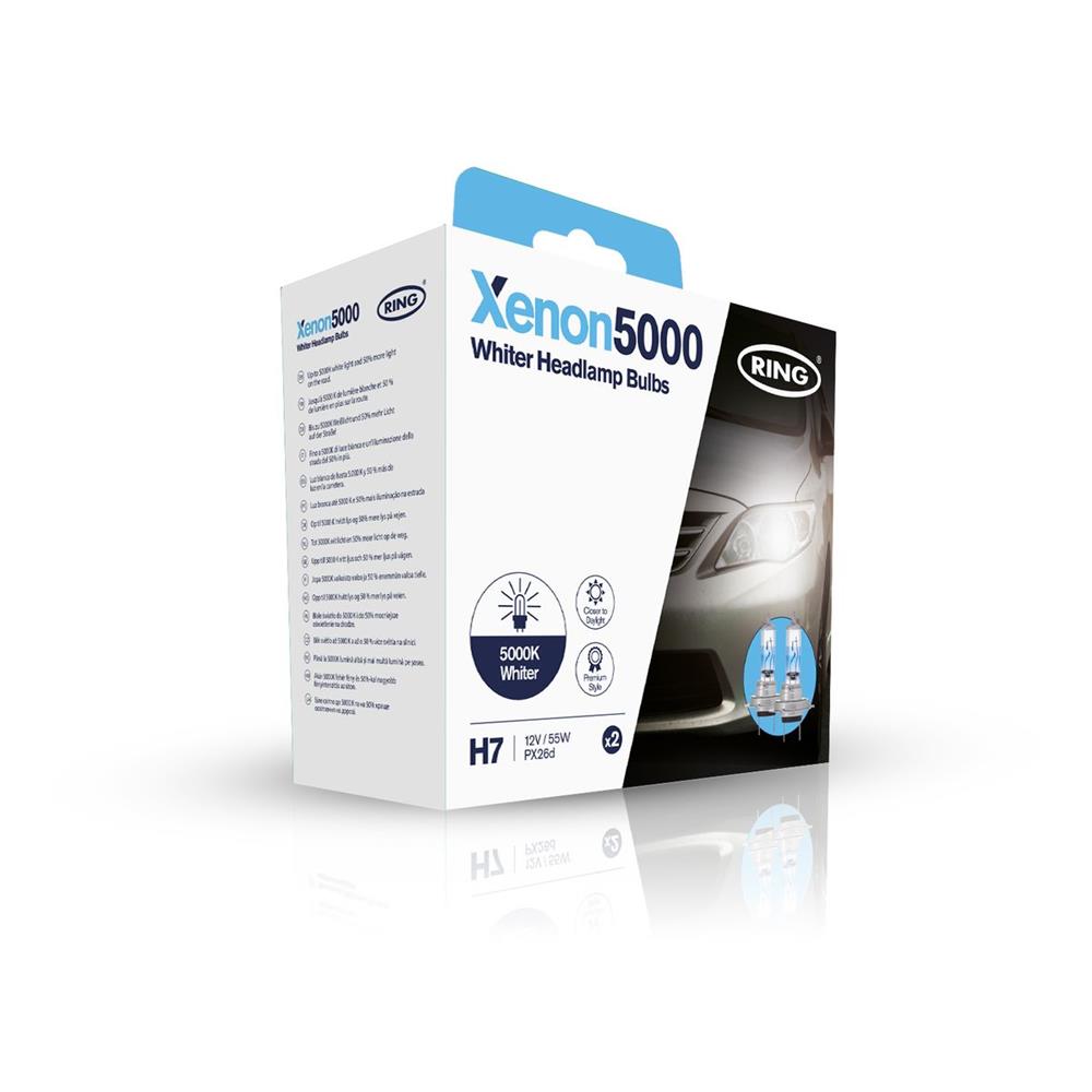 2 AMPOULES H7 12V 55W XENON5000 HAUTE PERF (BLISTER) RING