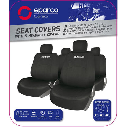 JEU DE HOUSSES COMPLET SPARCO NOIR/ NOIR