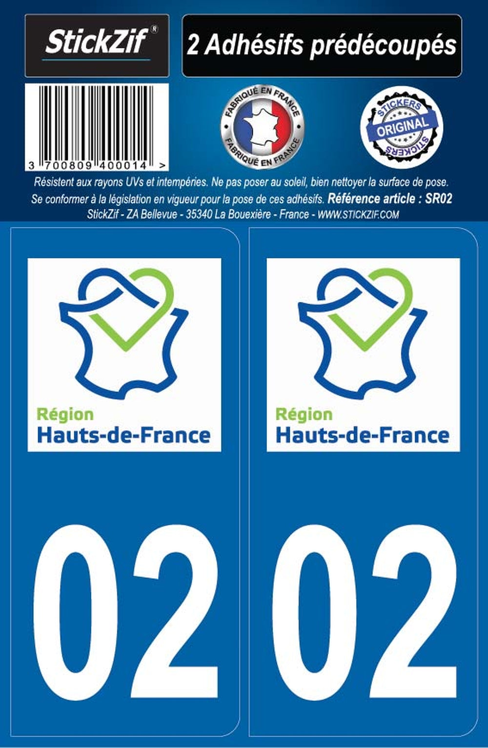 ADHESIFS  REGION  DEPARTEMENT 02 HAUTS DE FRANCE