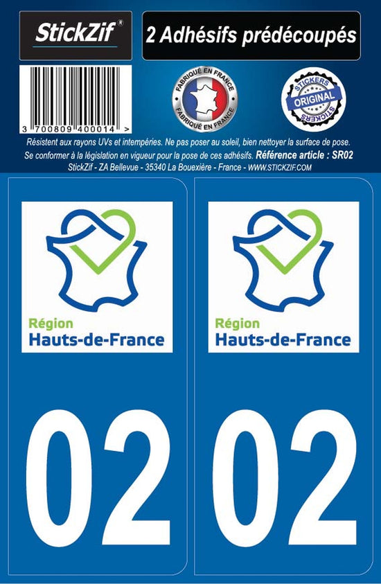 ADHESIFS  REGION  DEPARTEMENT 02 HAUTS DE FRANCE