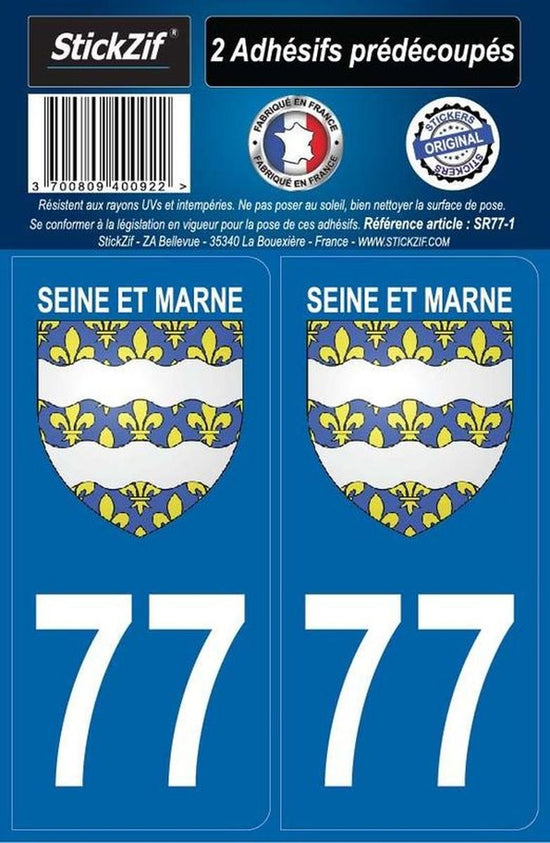 ADHESIFS REGION DEPARTEMENT 77 SEINE ET MARNE X2