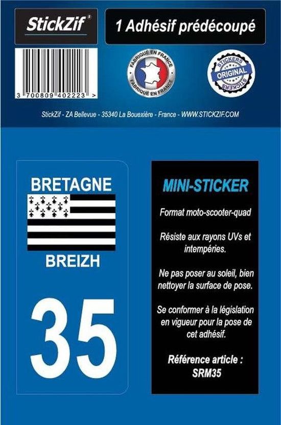 ADHESIF MOTO REGION DEPARTEMENT 35 BRETAGNE/BREIZH