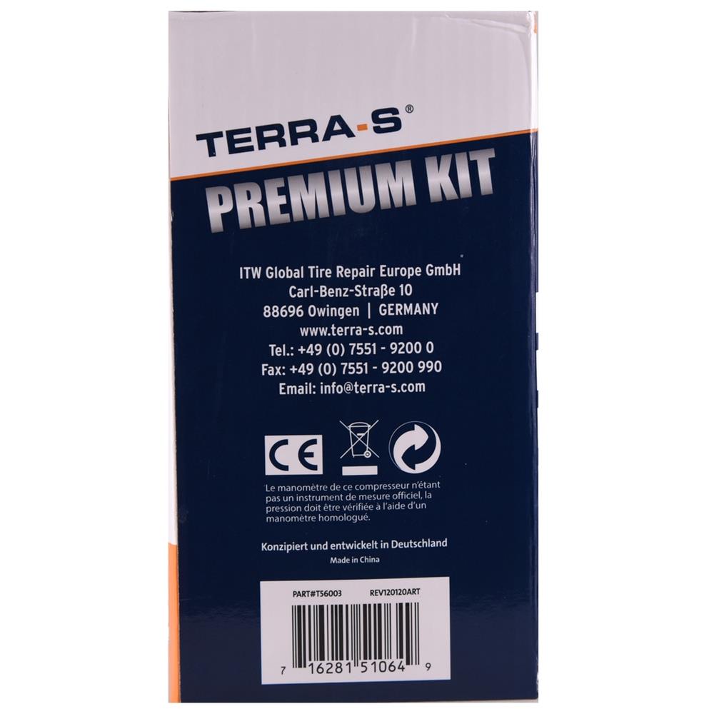 KIT ANTI-CREVAISON 450ML INJECTION SEMI AUTOMATIQUE BOUTEILLE RIGIDE AVEC COMPRESSEUR TERRA S