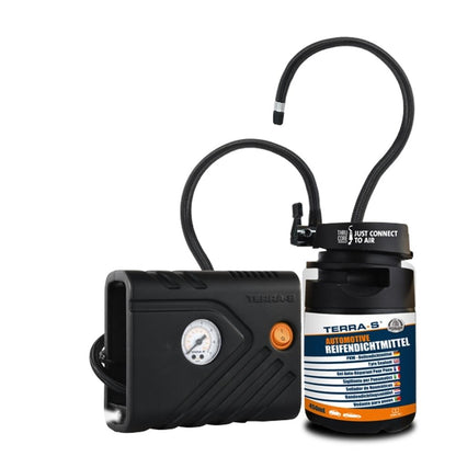 KIT ANTI-CREVAISON 450ML INJECTION SEMI AUTOMATIQUE BOUTEILLE RIGIDE AVEC COMPRESSEUR TERRA S